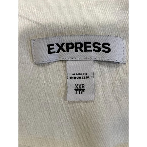 Express Womens Fit & Flare Tiered Dress Ruffle Gold Shimmers 007824706 Ivory XXS - Picture 6 of 7